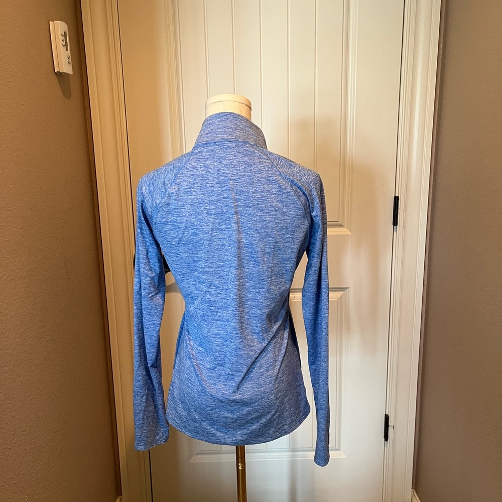 adidas Women's Heather Blue Quarter-Zip Sweatshirt - Picture 3 of 4